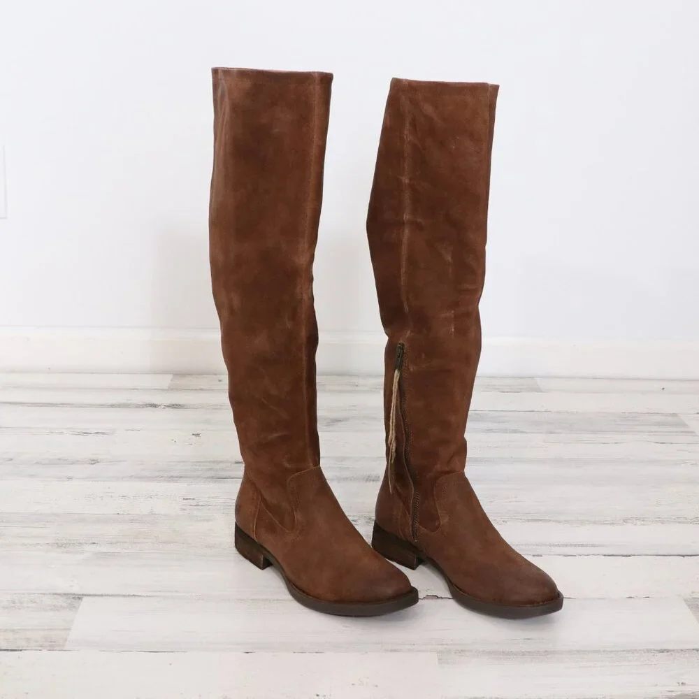Tall Brown Leather Riding Boots - Women